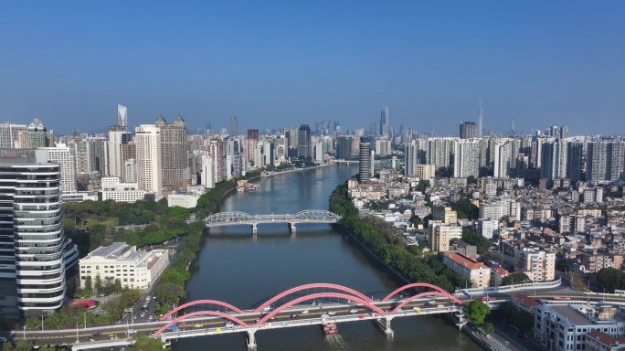 广州珠江河道解放大桥海珠桥