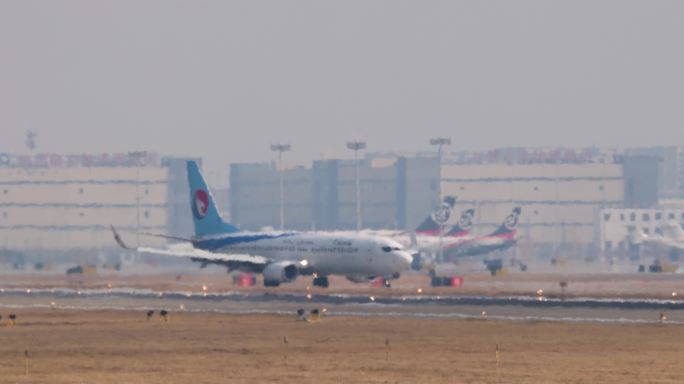 杭州萧山机场各航空公司飞机起落合集空镜