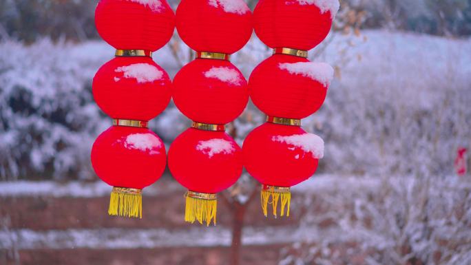 冬天灯笼过年下雪