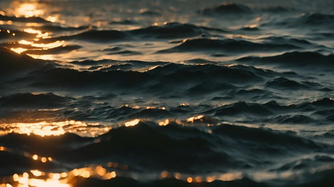 深海暗流涌动 海面涌动的水面 夜晚的大海