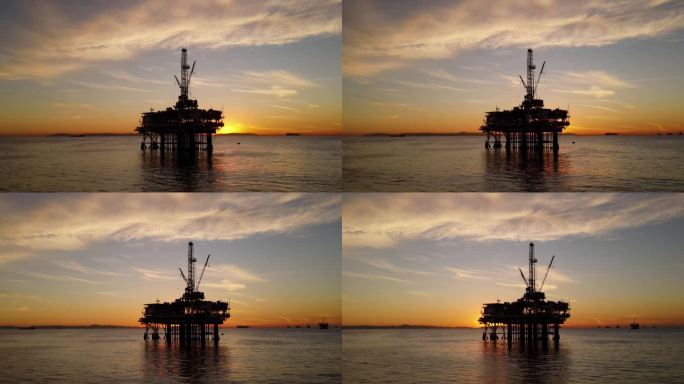 海上石油平台的航拍照片