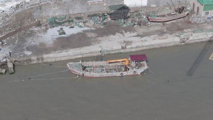 航拍威海高区金海滩海水浴场志明养殖场码头