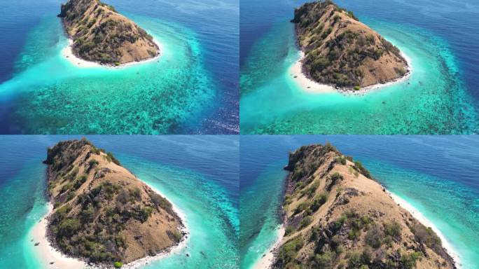 无人机在一个被珊瑚礁包围的小岛上拍摄的视频
