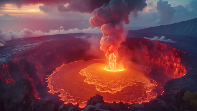 火山岩浆火山口喷发
