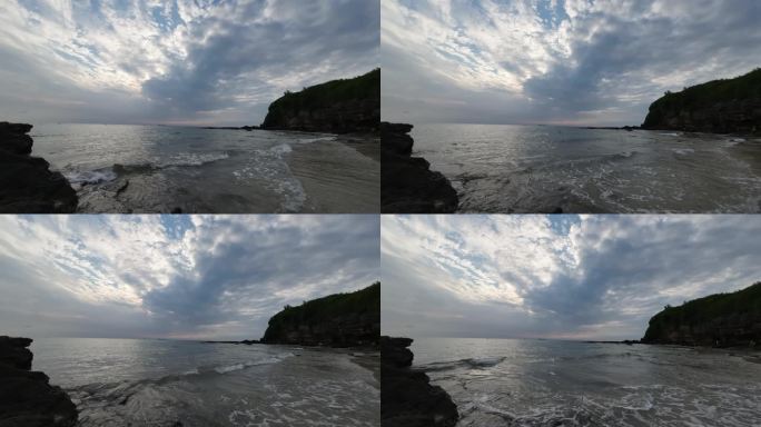 广西涠洲岛礁石旁延时视频