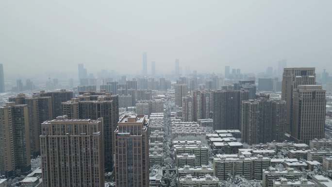 4K航拍长沙雪景长沙城市雨雪天合集10