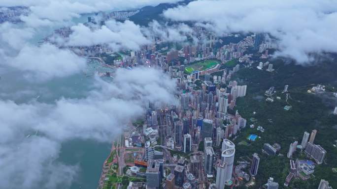 香港太平山航拍中环