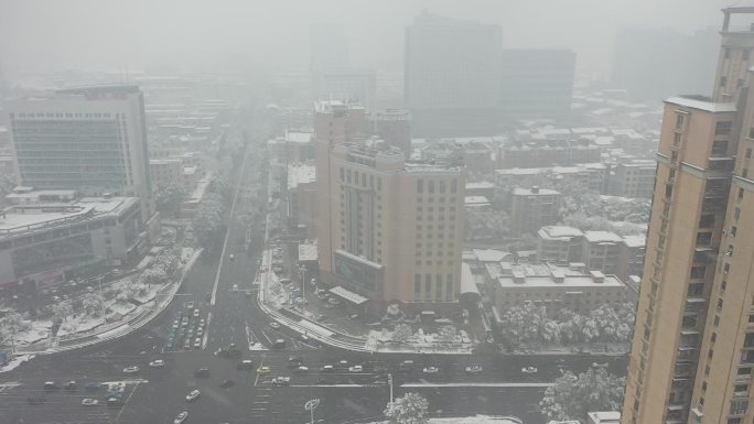 益阳大道雪景 宣传片 航拍 空景