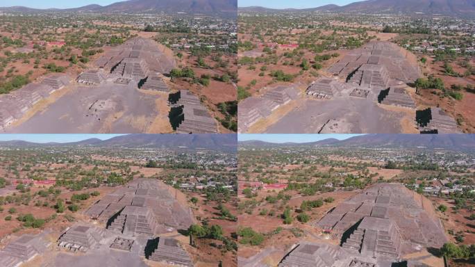 墨西哥特奥蒂瓦坎:俯瞰著名的墨西哥考古建筑群中的月亮金字塔(Pirámide de la Luna)