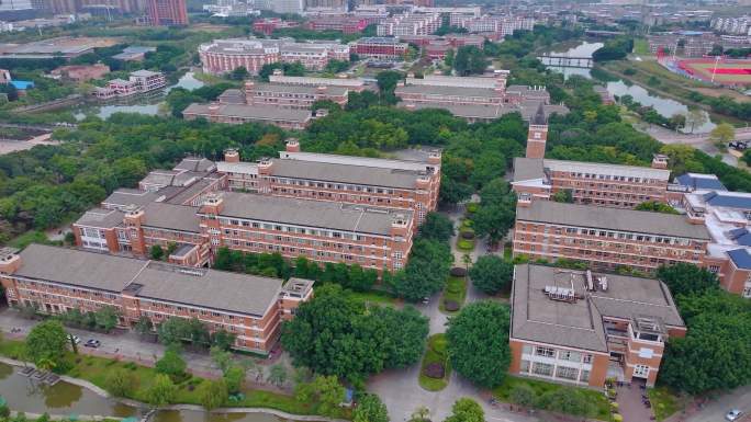 福州福建师范大学旗山校区航拍校园风景风光