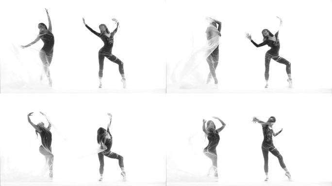 芭蕾舞女演员用细细的尼龙跳舞