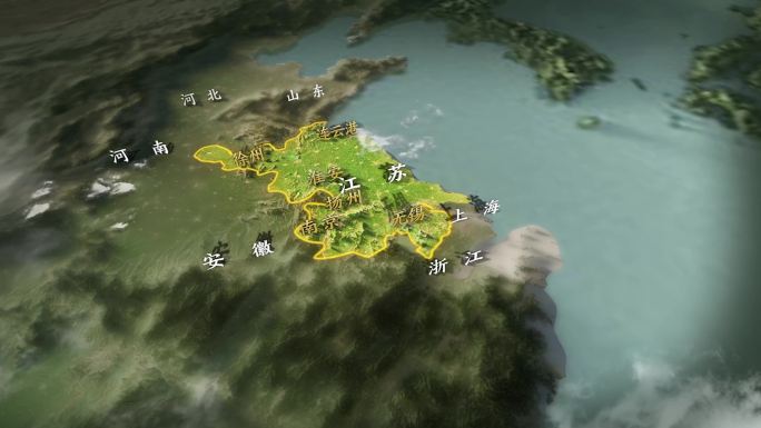 4K江苏地图地形图AE模板