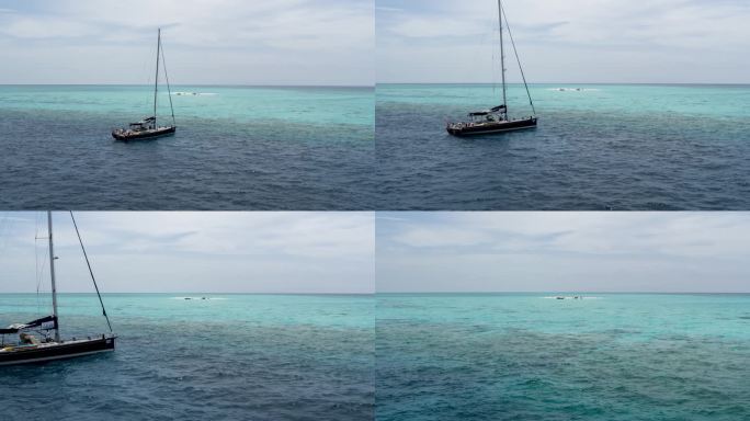 南海西沙玉啄礁停泊的帆船【精品】