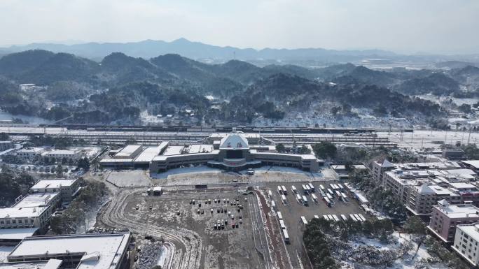 益阳火车站雪景航拍