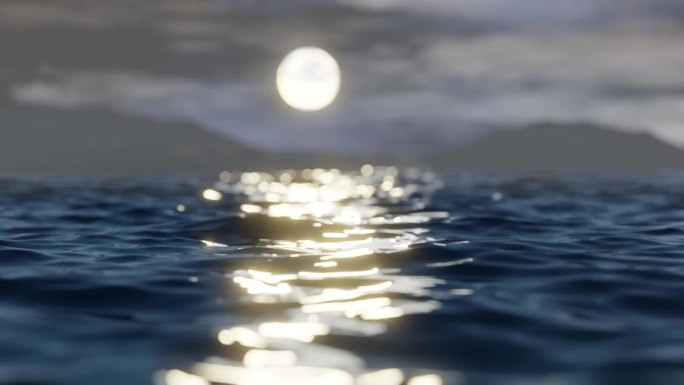 温柔的海浪在柔和的月光下闪烁