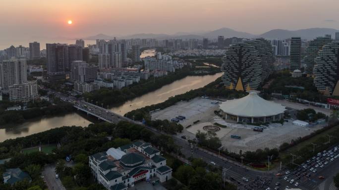 海南三亚森林城市黄昏夜景【精品】