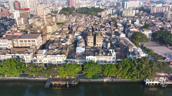 江门宣传片长堤骑楼风貌街航拍夜景