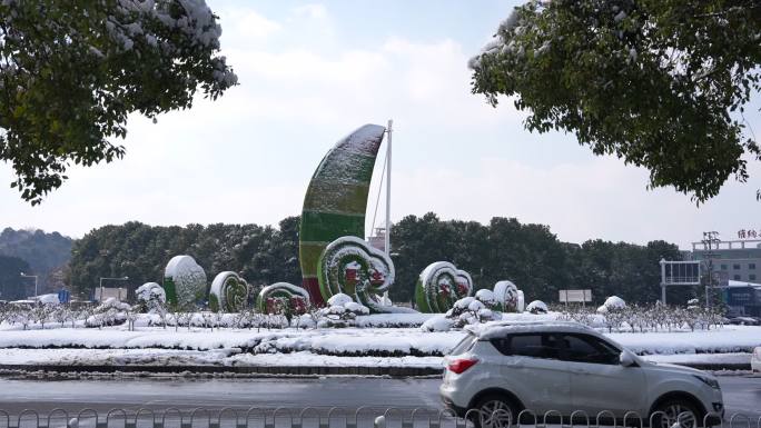 益阳火车站雪景航拍