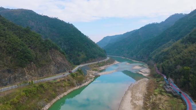 4K航拍浙江景宁高速桥梁交通