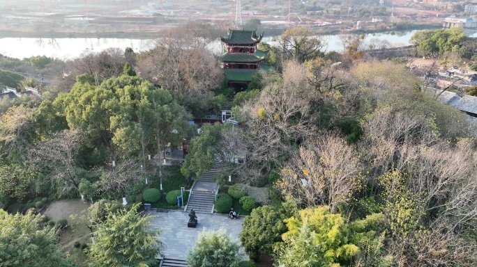 航拍江西赣州宋城旅游区郁孤台