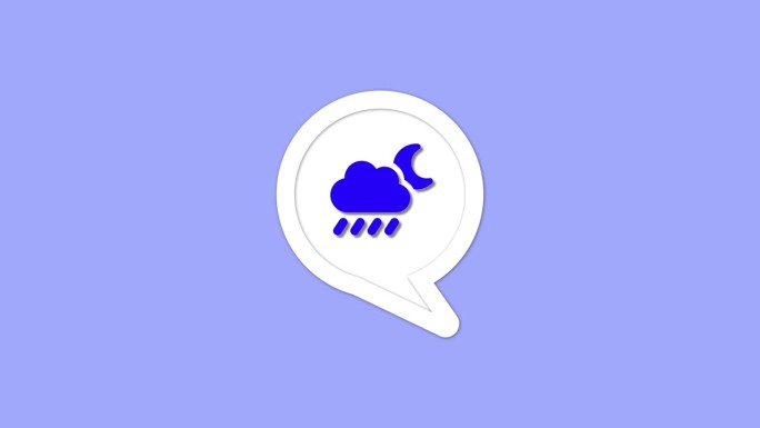 极简主义的天气图标，云和风在青色背景上动画的语音气泡内。