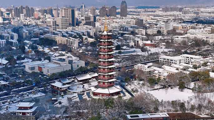 古子城万佛塔雪景航拍