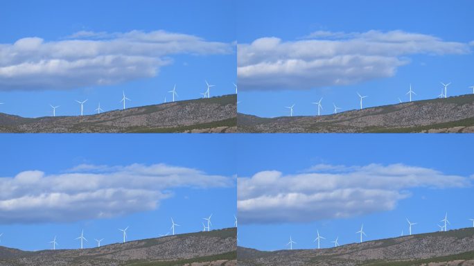 山顶上的风力发电设备