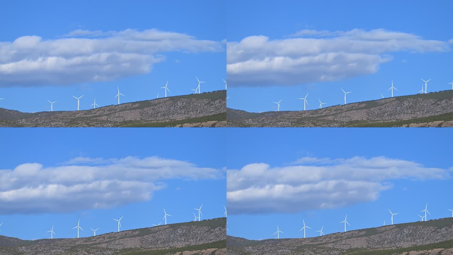 山顶上的风力发电设备