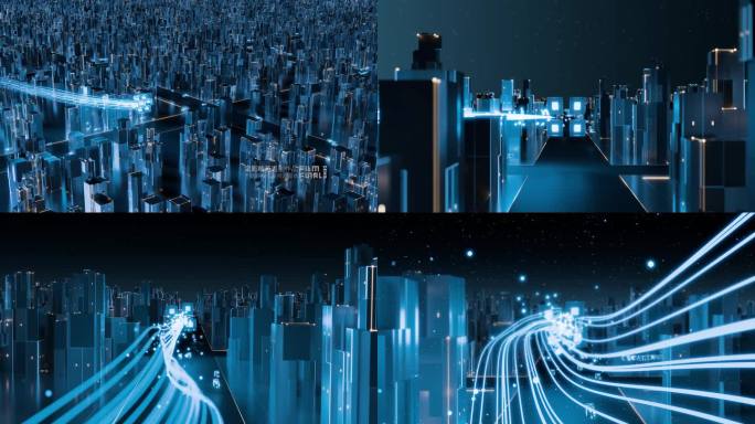 【含工程】科技数字魔方数据城市穿梭概念