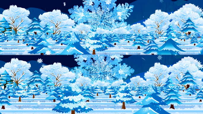 唯美卡通冰雪世界舞台背景宽屏音乐素材