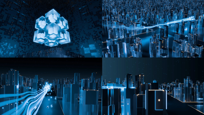 【含成片】科技魔方数据城市穿梭概念片头