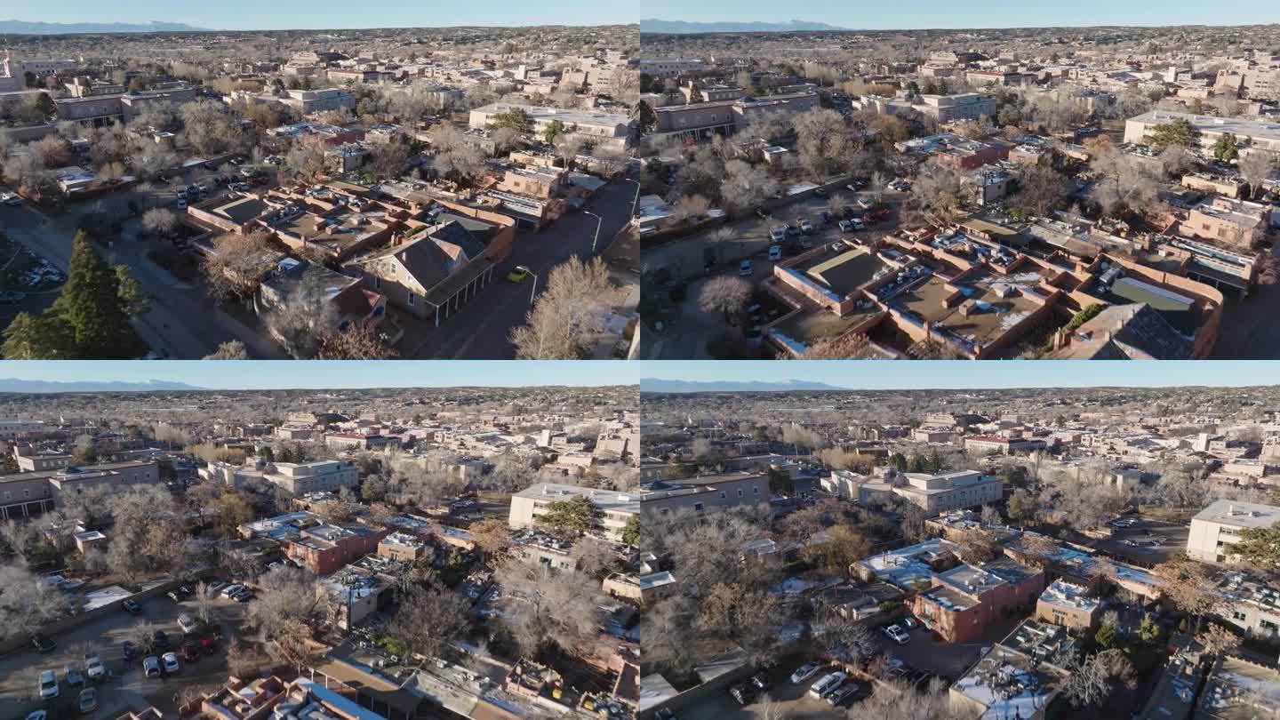 新墨西哥州圣达菲市中心有无人机进入的视频。