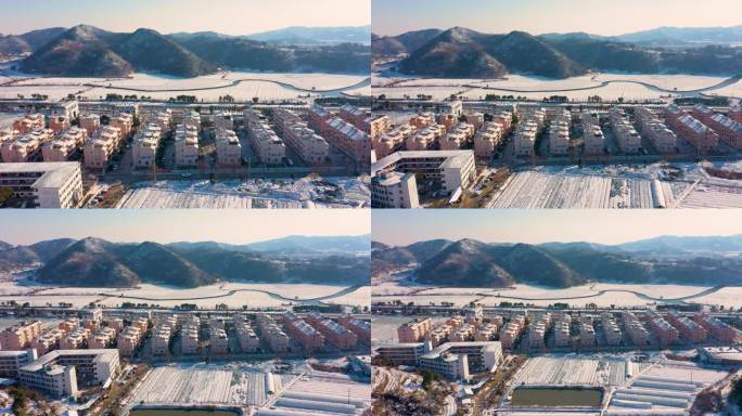 玉环沙门航拍雪景 2024年台州第一场雪