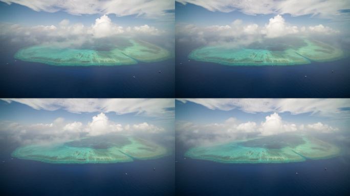 南海三沙西沙北礁珊瑚堡礁全景航拍【精品】