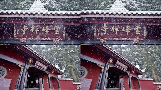 唯美雪景四川荥经云峰寺古树公园下雪