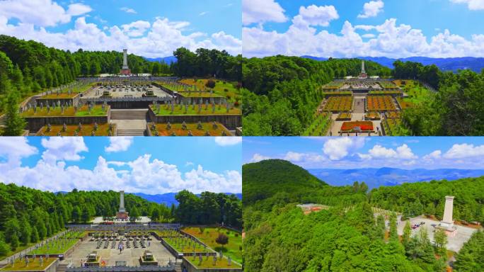 保山龙陵松山战役遗址中国远征军雕塑群航拍