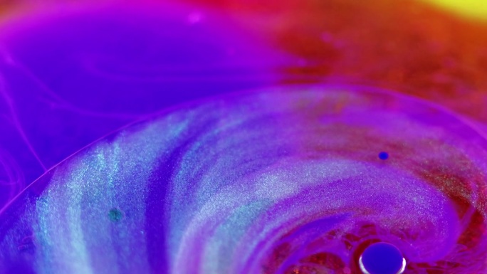 闪烁的气泡霓虹雾油漆水油墨滴