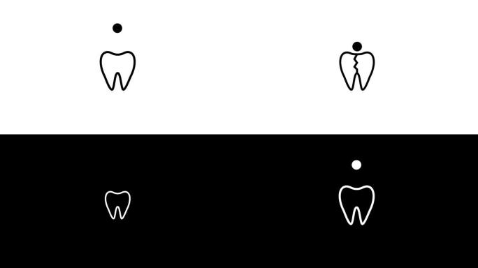 一个牙齿损伤和断裂的动画概念