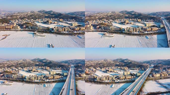 浙江台州玉环 雪景 航拍 视频