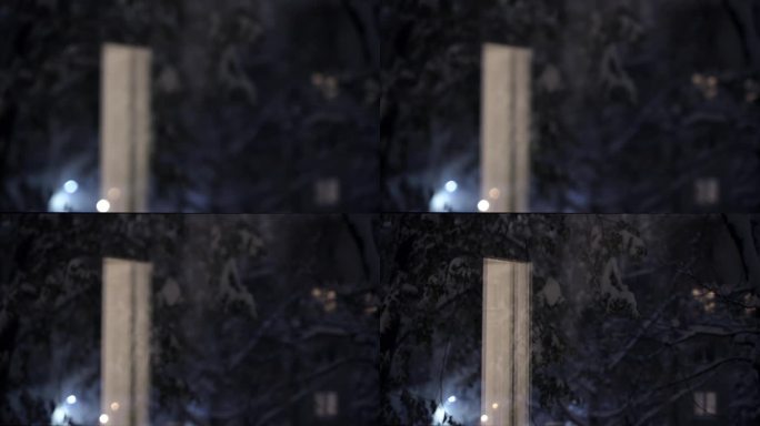 雪，夜，窗景，反射门