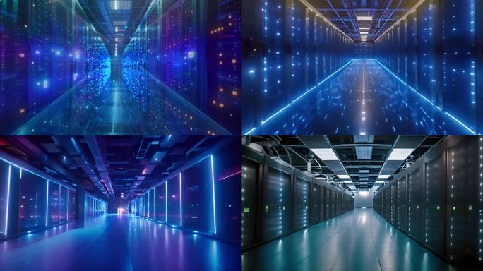 科技感数据库机房网络服务器中心3D隧道