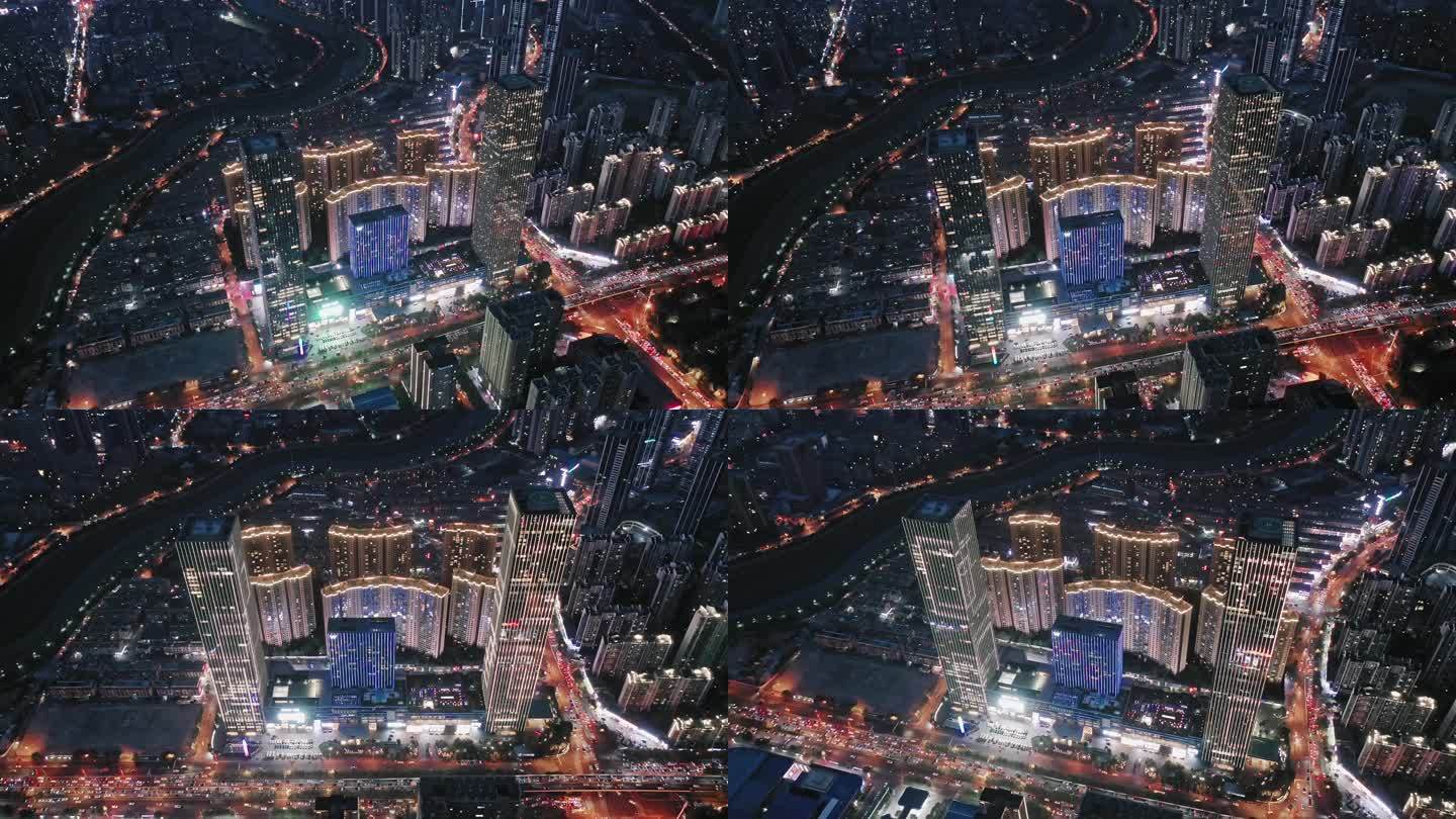 长沙大道运达中央广场夜景航拍