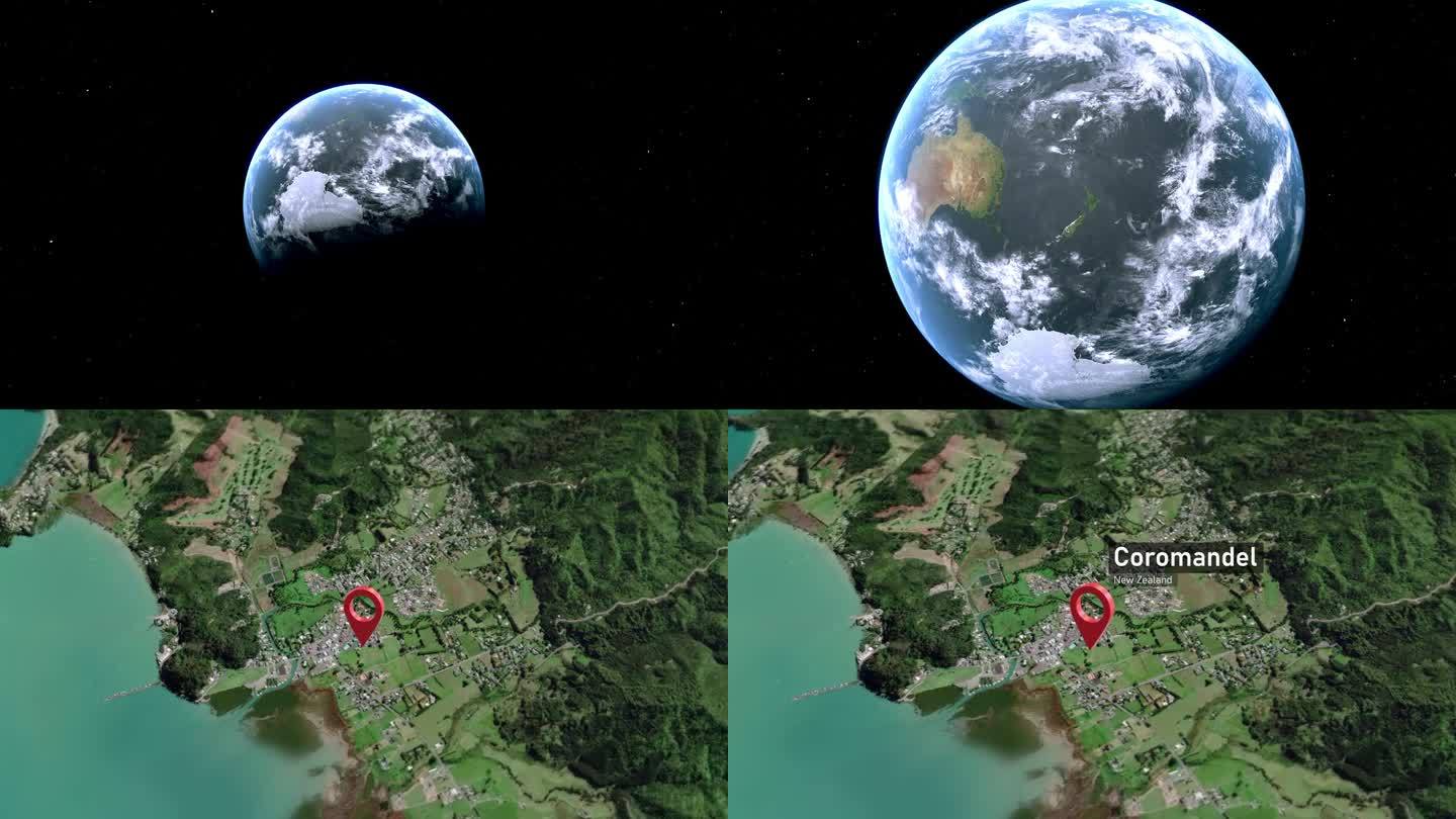 从太空到地球的科罗曼德尔城市地图，新西兰