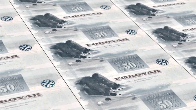 法罗群岛法罗语Króna 50钞票印钞厂，印50法罗语Króna，印刷机印出法罗语Króna，由货币