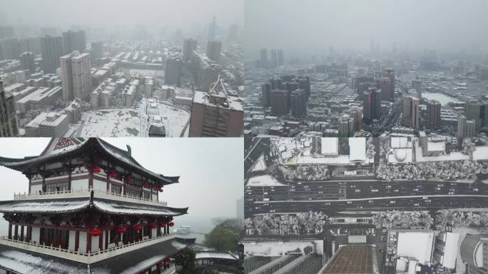 4K航拍长沙雪景长沙城市雨雪天合集17