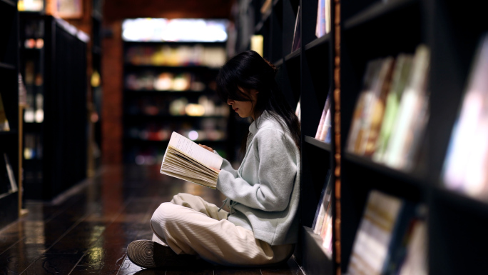 书店书屋看书的女孩mp4