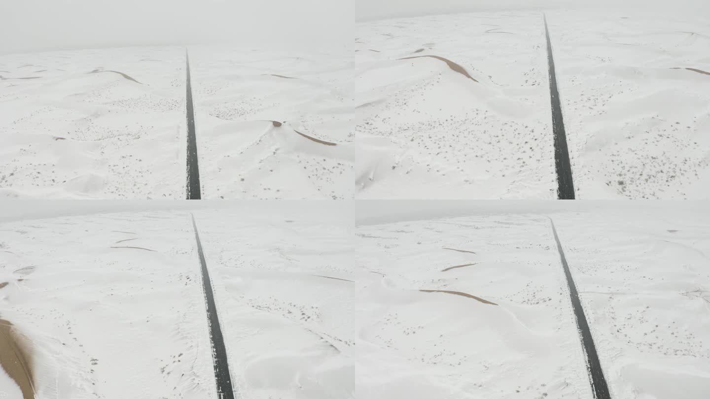 雪天穿越腾格里沙漠