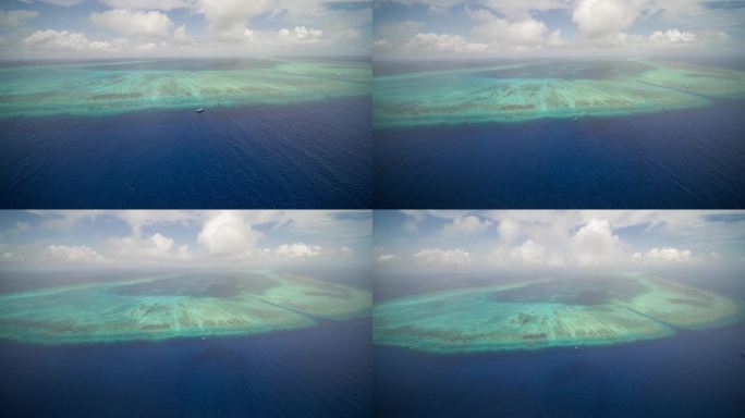 南海三沙西沙北礁珊瑚堡礁全景航拍