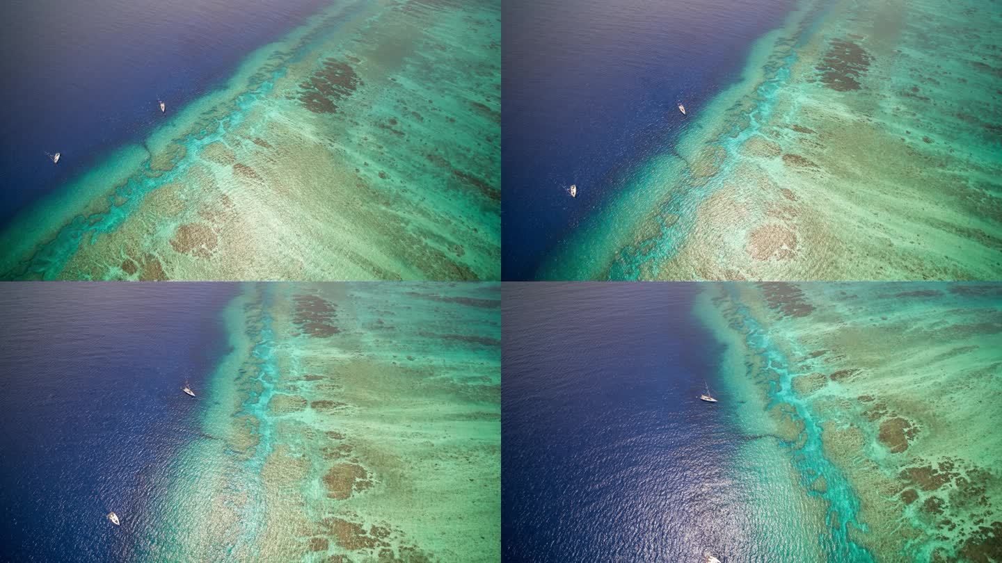 南海三沙西沙北礁珊瑚堡礁帆船【精品】