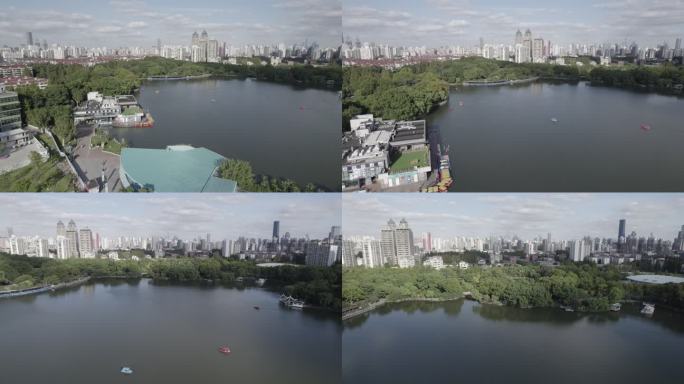 上海长宁区航拍4K素材 长风公园